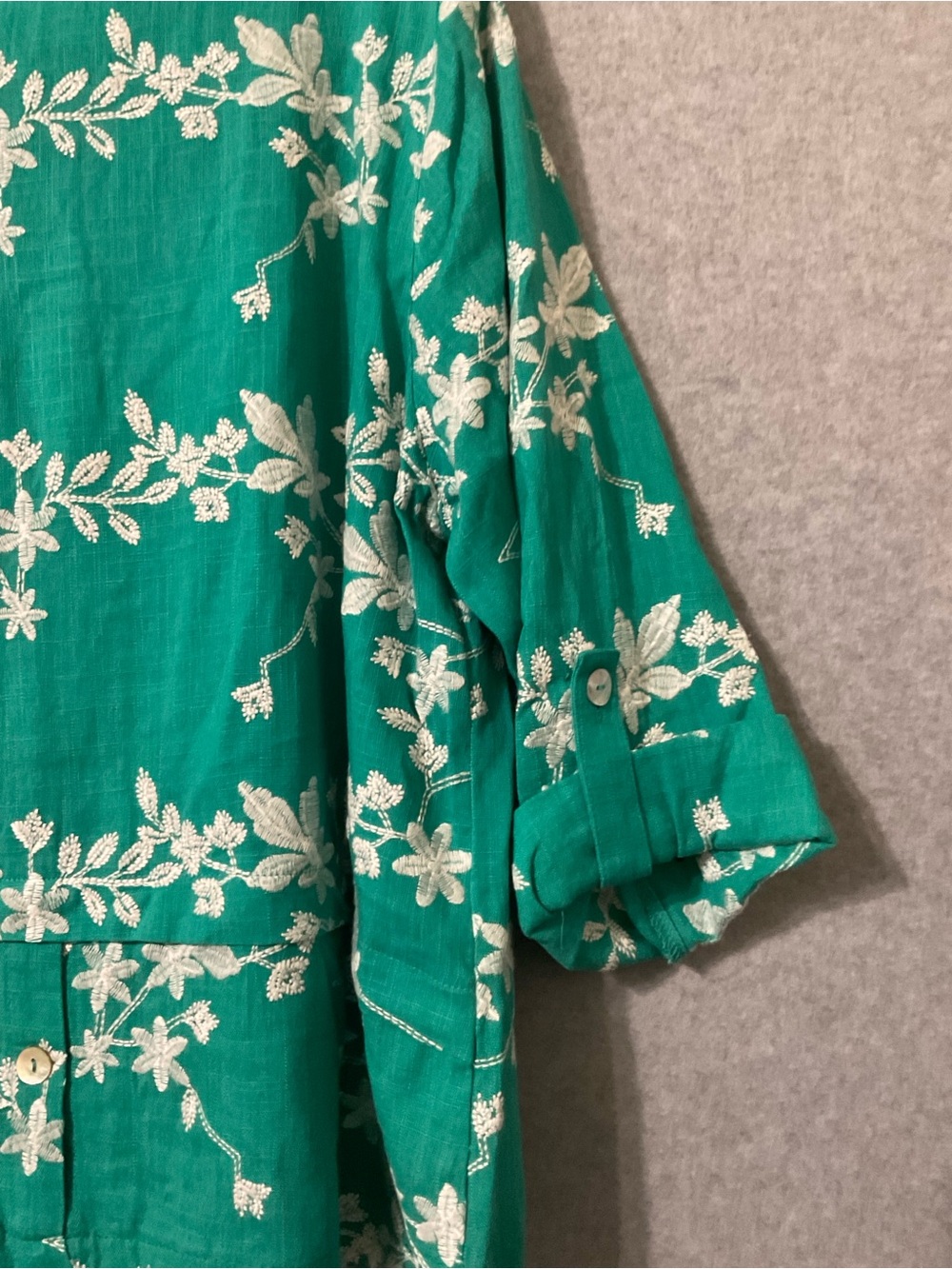 Soft Surroundings Women Green Floral Button-Front Blouse SZ L - Picture 11 of 13